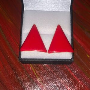Elegant Red Triangle Earrings